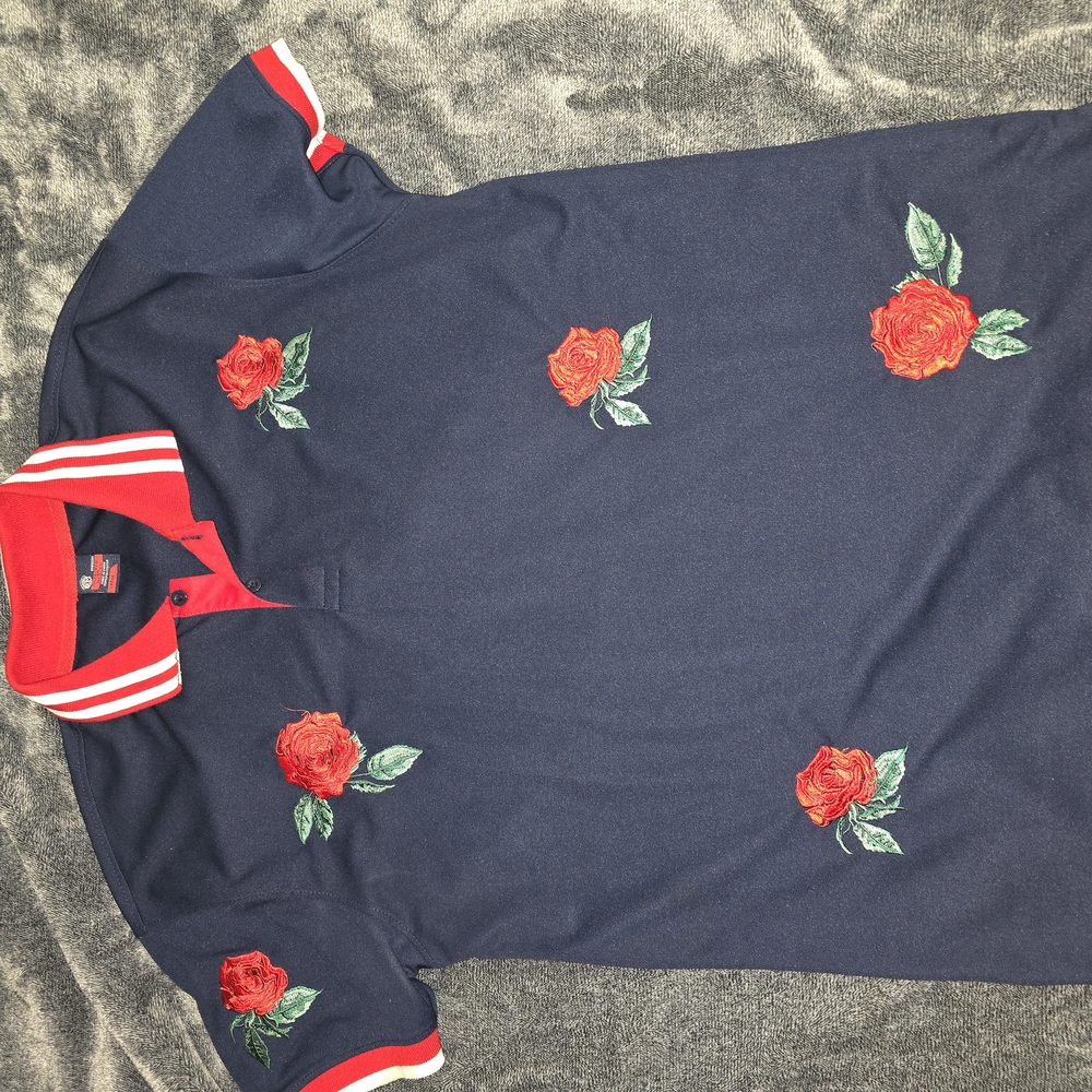 Polo by Bleecker And Mercer Blue and Red Floral Polo Shirt